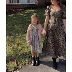 Zara girls ecru black crepe ruffle dress size 11-12